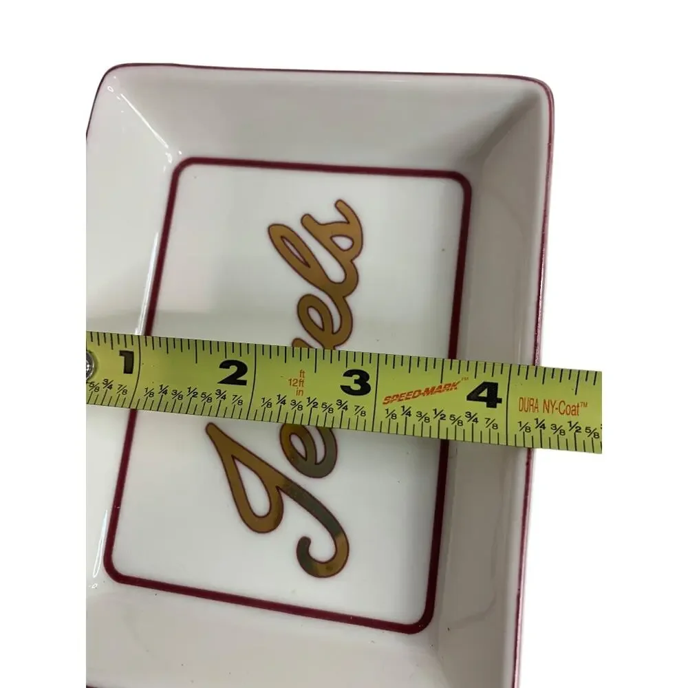 I Godinger & Co Jewels White Trinket Dish Jewelry Holder 4.25 x 5.5 Inches
